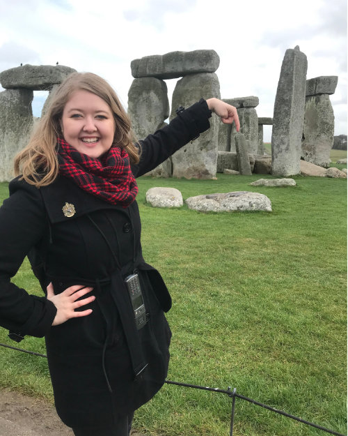 Meredith Jenkins in front of Stonehenge