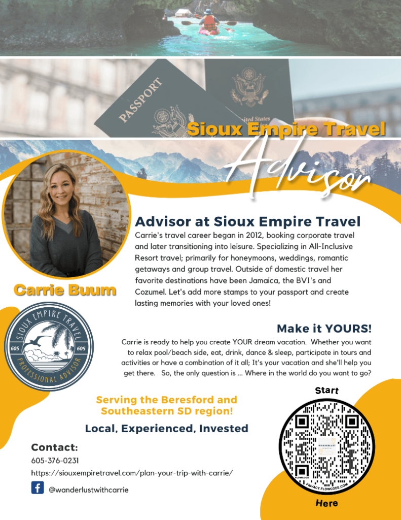 Carrie Buum's promotional flyer