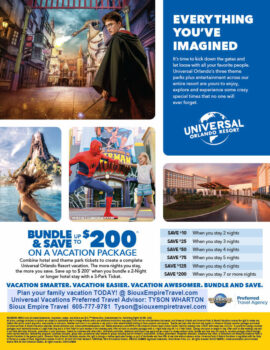 Screenshot of Universal Fly and Save bundle brochure